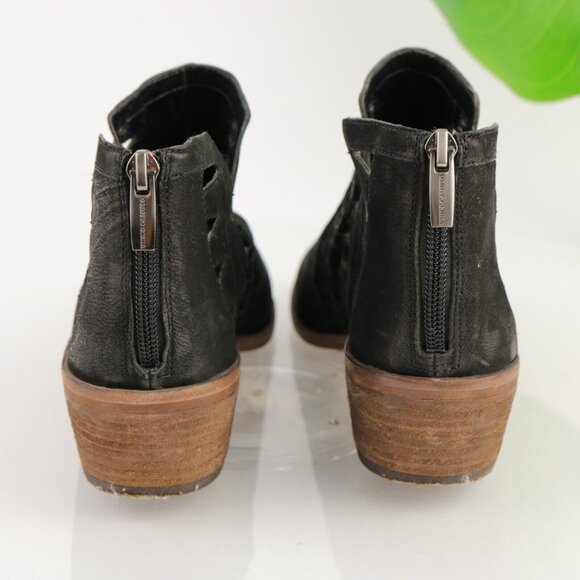 Vince Camuto Womens Peera Boot Size 9 Black Nubuck Cutouts Bootie Low Block Heel - Picture 4 of 12